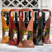 Custom Photo, Romantic, Gift For Couples, Wedding, Upload Full Photo - Custom Photo Pairs Well With Getting Married - Personalized Leather Wine Bag