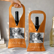Custom Photo, Romantic, Gift For Couples, Wedding, Upload Full Photo - Custom Photo Pairs Well With Getting Married - Personalized Leather Wine Bag