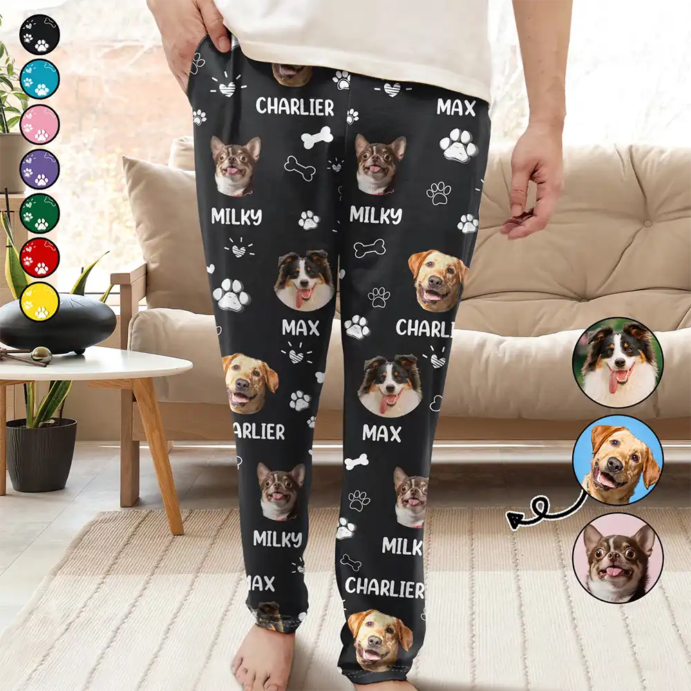 Custom Photo Paw Prints In My Heart Pet Mom Dad Dog Cat Lover - Personalized Pajama Pants