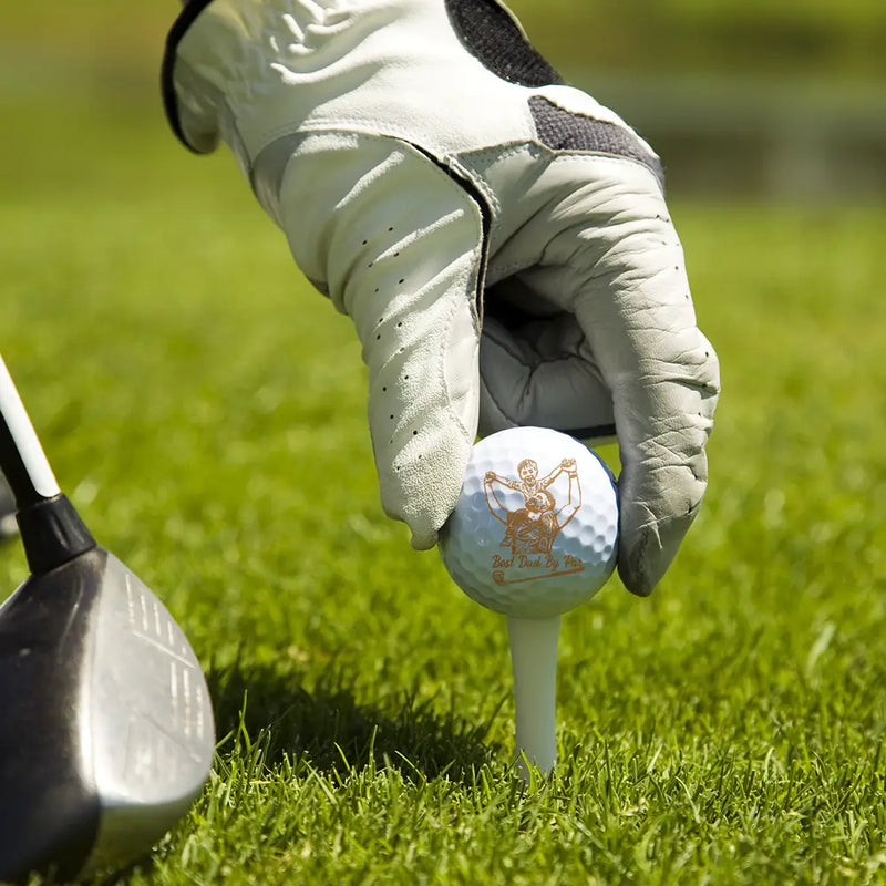Gift For Father, Sport Dad, Golf, Custom Photo, Happy - Custom Photo Pencil Drawing Best Dad By Par - Personalized Golf Ball