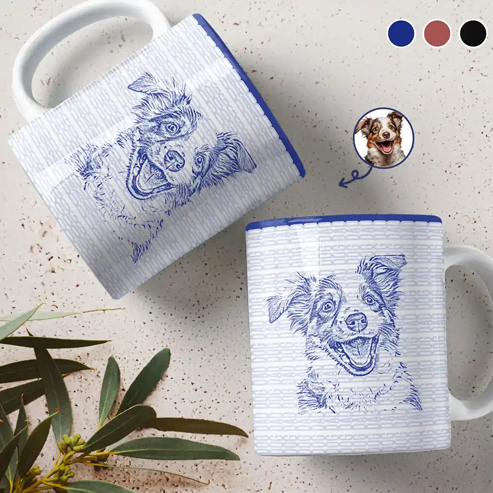 Custom Photo Pencil Drawing Dog Cat Parents Hidden Message - Personalized White Edge-to-Edge Mug