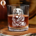 Custom Photo Pencil Drawing Dog Cat Portrait - Personalized Engraved Whiskey Glass