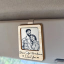 Love,Gift For Couples,Gift For Husband,Parents,Gift For Father - Custom Photo Pencil Sketch Drive Safe I Love You Couple Family - Personalized Custom Shaped Car Visor Clip