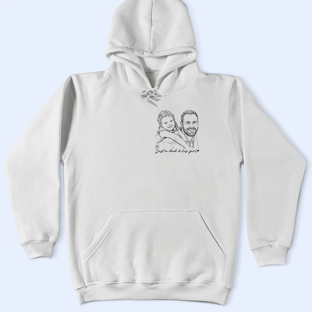 Custom Photo,Gift For Father,Dad - Daughters (Young),Photo - Pencil Sketch,Proud - Custom Photo Pencil Sketch A Dad And His Girl - Personalized T Shirt