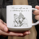 Gift For Bestie,Old Best friends,Gift For Sisters,Custom Photo,Happy - Custom Photo Pencil Sketch A True Friendship Is A Journey Without An End - Personalized Pottery Mug