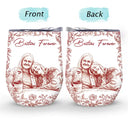 Gift For Bestie,Old Best friends,Gift For Sisters,Custom Photo,Happy - Custom Photo Pencil Sketch A True Friendship Is A Journey Without An End - Personalized Wine Tumbler