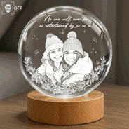 Gift For Bestie,Old Best friends,Gift For Sisters,Custom Photo,Happy - Custom Photo Pencil Sketch A True Friendship Is A Journey Without An End - Personalized Crystal Globe Lamp