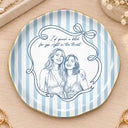 Top Market,Art Design,Gift For Bestie,Photo - Pencil Sketch - White BG,Happy - Custom Photo Pencil Sketch Art A True Friendship Is A Journey Without An End Stripe - Personalized Ring Dish