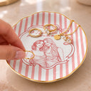Top Market,Art Design,Gift For Bestie,Photo - Pencil Sketch - White BG,Happy - Custom Photo Pencil Sketch Art A True Friendship Is A Journey Without An End Stripe - Personalized Ring Dish