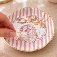 Top Market,Art Design,Gift For Bestie,Photo - Pencil Sketch - White BG,Happy - Custom Photo Pencil Sketch Art A True Friendship Is A Journey Without An End Stripe - Personalized Ring Dish
