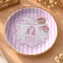 Top Market,Art Design,Gift For Bestie,Photo - Pencil Sketch - White BG,Happy - Custom Photo Pencil Sketch Art A True Friendship Is A Journey Without An End Stripe - Personalized Ring Dish