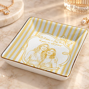 Top Market,Art Design,Gift For Bestie,Photo - Pencil Sketch - White BG,Happy - Custom Photo Pencil Sketch Art A True Friendship Is A Journey Without An End Stripe - Personalized Ring Dish