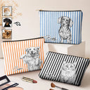 Custom Photo, Art Design, Pet Lovers, Adorable, Photo - Pencil Sketch - White BG - Custom Photo Pencil Sketch Art Besties Dog Cat - Personalized Cosmetic Bag