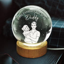 Gift For Father,New Dad,Non-Eng,Photo - Pencil Sketch (White BG),Sentimental - Custom Photo Pencil Sketch Art First Father's Day As My Dad - Personalized Crystal Globe Lamp