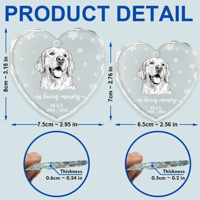 Art Design,Christmas,Pet Memorial,Cozy,Pet Lovers,Memorial,Photo - Pencil Sketch - White BG - Custom Photo Pencil Sketch Art Forever Loved Memorial Dog Cat - Personalized Heart Shaped Glass Ornament