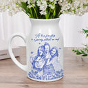 Gift For Bestie, Old Best friends, Happy, Custom Photo - Custom Photo Pencil Sketch Art It Takes A Long Time To Grow An Old Friend - Personalized Ceramic Flower Vase