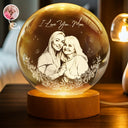 Gift For Mother,Gift For Grandma,Love,Family - Custom Photo Pencil Sketch Art Loving Family - Personalized Crystal Globe Lamp
