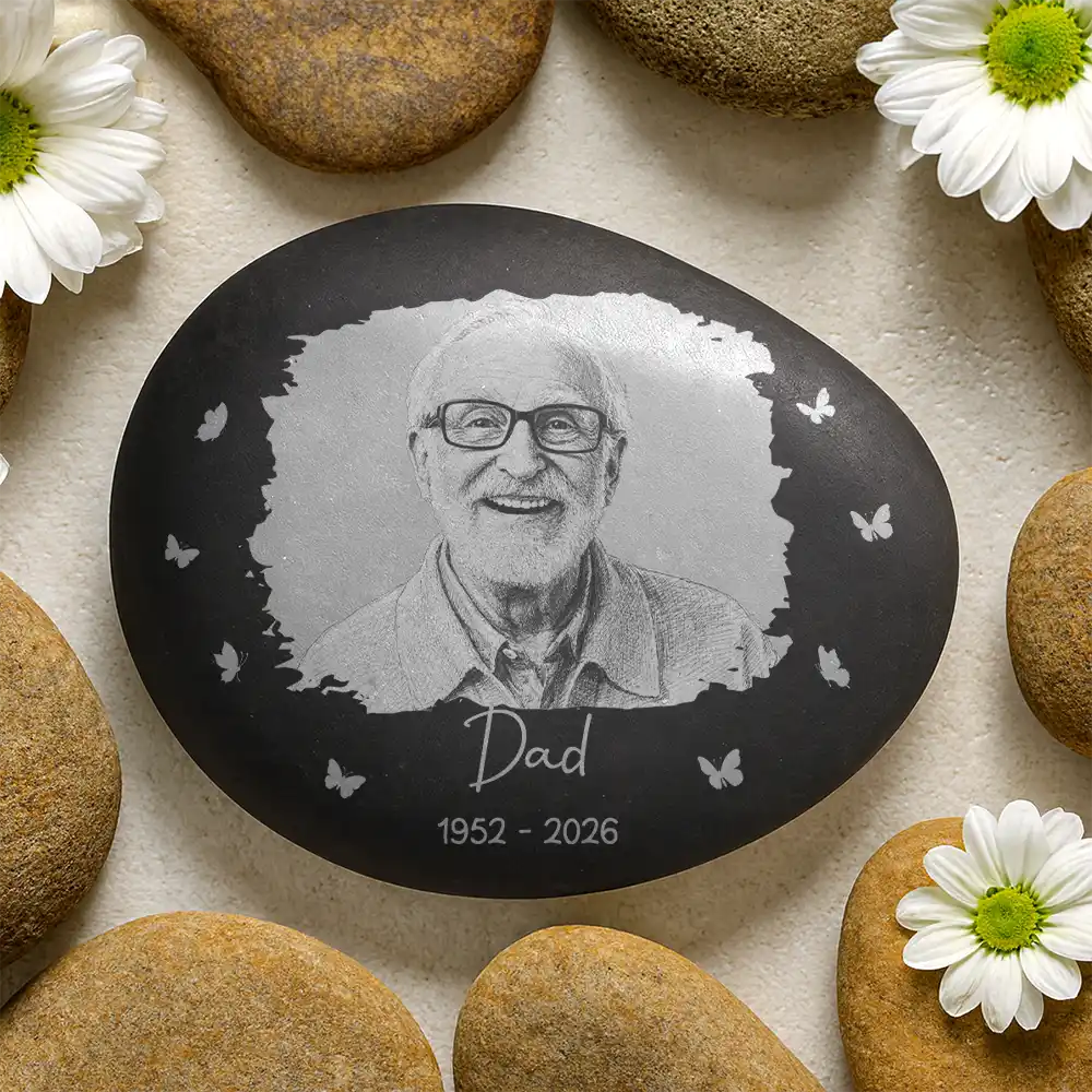 Family,Gift For Bestie,Dog Lovers,Cat Lovers,Custom Photo,Gift For Mother,Gift For Father,Memorial,Love - Custom Photo Pencil Sketch Art Memorial Family Dog Cat Portrait - Personalized Printed Rock