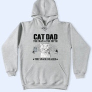 Custom Photo,Art Design,Cat Dad,Pet Lovers,Gift For Father,Playful,Photo - Pencil Sketch - White BG - Custom Photo Pencil Sketch Art Cat Dad The Man The Myth The Snack Dealer - Personalized T Shirt