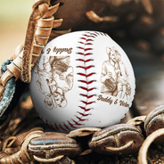 Custom Photo,Baseball,Gift For Father,Sport Dad,Happy,Photo - Pencil Sketch,Playful - Custom Photo Pencil Sketch Baseball Dad - Personalized Baseball, Softball
