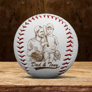 Custom Photo Pencil Sketch Baseball Dad Family Photo - Personalized Baseball, Softball