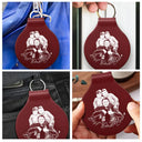 Gift For Father,Gift For Grandpa,Dog Dad,Cat Dad,Pet Dad,Family,Non-Eng,Photo - Pencil Sketch,Confident - Custom Photo Pencil Sketch Best Dad Ever - Personalized Custom Shaped Leather Keychain