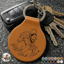 Gift For Father,Gift For Grandpa,Dog Dad,Cat Dad,Pet Dad,Family,Non-Eng,Photo - Pencil Sketch,Confident - Custom Photo Pencil Sketch Best Dad Ever - Personalized Custom Shaped Leather Keychain