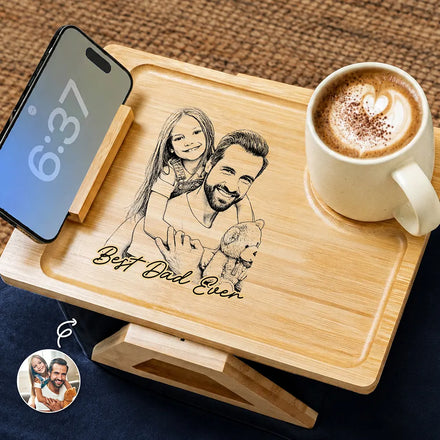 Custom Photo Pencil Sketch Best Dad Grandpa Ever - Personalized Couch Arm Table