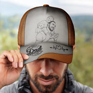 Gift For Father,Custom Photo,Art Design,Top Market,Confident,Photo - Pencil Sketch - Bold - Custom Photo Bold Sketch Best Dad Papa Ever - Personalized Classic Cap
