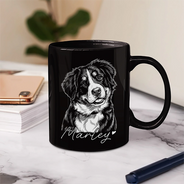 Custom Photo,Art Design,Pet Dad,Pet Lovers,Gift For Father,Adorable,Photo - Pencil Sketch - Remove BG - Custom Photo Pencil Sketch Best Dad Papa Ever - Personalized Mug