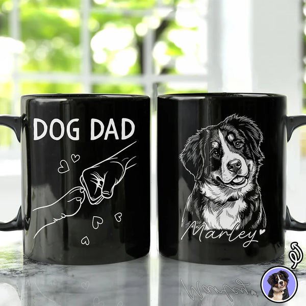 Custom Photo,Art Design,Pet Dad,Pet Lovers,Gift For Father,Adorable,Photo - Pencil Sketch - Remove BG - Custom Photo Pencil Sketch Best Dad Papa Ever - Personalized Mug