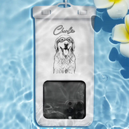 Custom Photo, Beach, Art Design, Summer, Pet Lovers, Playful, Photo - Pencil Sketch - Remove BG - Custom Photo Pencil Sketch Besties Dog Cat Funny Portrait - Personalized Waterproof Phone Pouch