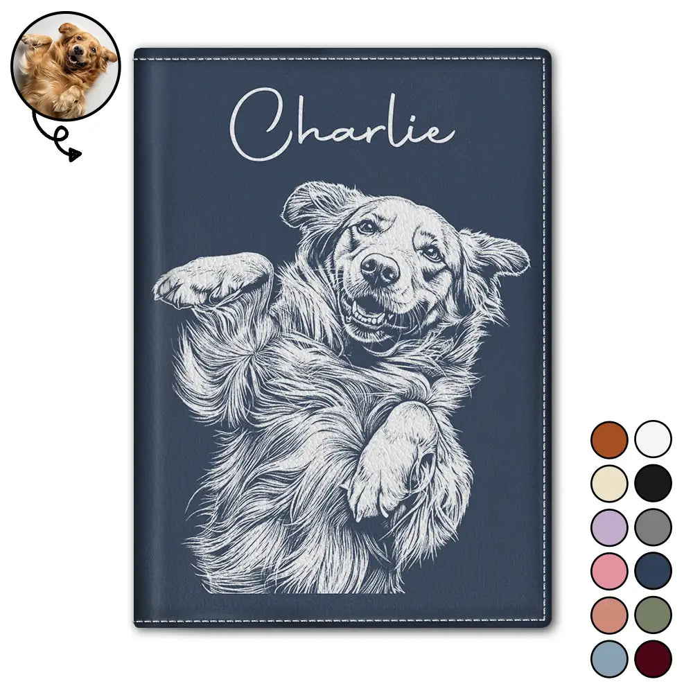 Custom Photo Pencil Sketch Besties Family Pet Funny Portrait - Personalized Passport Cover, Passport Holder