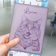 Custom Photo, Beach, Art Design, Summer, Pet Lovers, Playful, Photo - Pencil Sketch - Remove BG - Custom Photo Pencil Sketch Besties Family Pet Funny Portrait - Personalized Passport Cover, Passport Holder