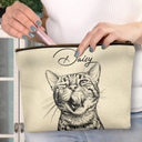 Custom Photo,Beach,Art Design,Summer,Pet Lovers,Playful,Photo - Pencil Sketch - Remove BG - Custom Photo Pencil Sketch Besties Family Pet Funny Portrait - Personalized Cosmetic Bag