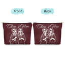 Custom Photo,Beach,Art Design,Summer,Pet Lovers,Playful,Photo - Pencil Sketch - Remove BG - Custom Photo Pencil Sketch Besties Family Pet Funny Portrait - Personalized Cosmetic Bag