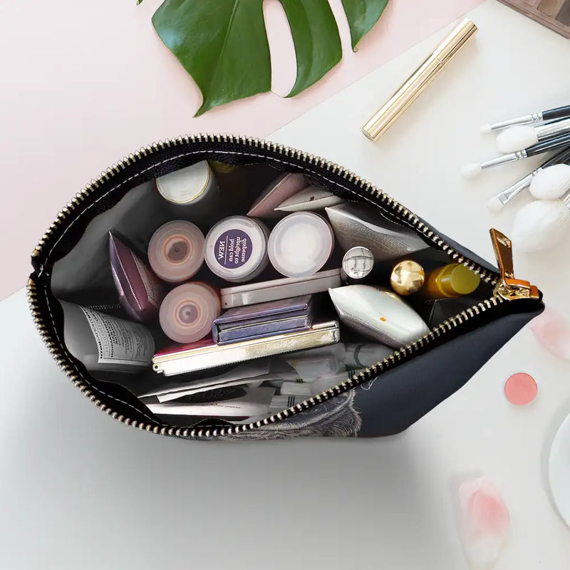 Custom Photo,Beach,Art Design,Summer,Pet Lovers,Playful,Photo - Pencil Sketch - Remove BG - Custom Photo Pencil Sketch Besties Family Pet Funny Portrait - Personalized Cosmetic Bag