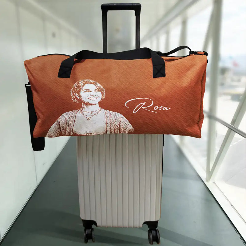 Custom Photo, Beach, Art Design, Summer, Pet Lovers, Playful, Photo - Pencil Sketch - Remove BG - Custom Photo Pencil Sketch Besties Family Pet Funny Portrait - Personalized Duffle Bag