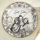 Gift For Bestie,Gift For Women,Gift For Sisters,Happy - Custom Photo Pencil Sketch Besties Forever - Personalized Ring Dish