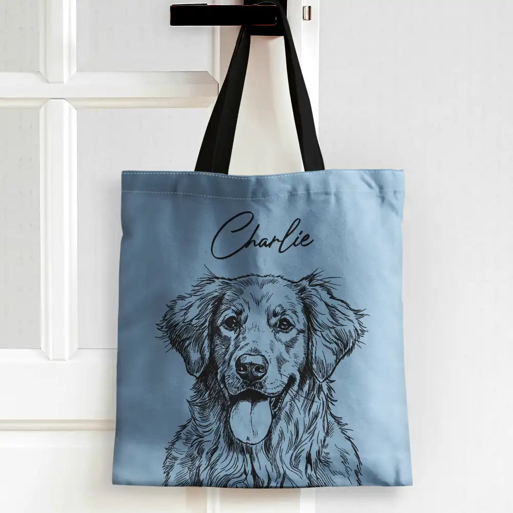 Custom Photo, Beach, Art Design, Summer, Pet Lovers, Playful, Photo - Pencil Sketch - Remove BG - Custom Photo Pencil Sketch Besties Pet Funny Portrait - Personalized Tote Bag
