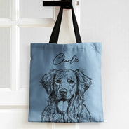 Custom Photo, Beach, Art Design, Summer, Pet Lovers, Playful, Photo - Pencil Sketch - Remove BG - Custom Photo Pencil Sketch Besties Pet Funny Portrait - Personalized Tote Bag