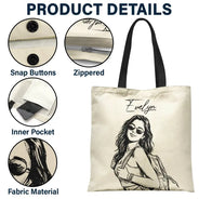 Custom Photo, Beach, Art Design, Summer, Pet Lovers, Playful, Photo - Pencil Sketch - Remove BG - Custom Photo Pencil Sketch Besties Pet Funny Portrait - Personalized Tote Bag
