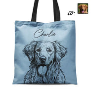 Custom Photo, Beach, Art Design, Summer, Pet Lovers, Playful, Photo - Pencil Sketch - Remove BG - Custom Photo Pencil Sketch Besties Pet Funny Portrait - Personalized Tote Bag