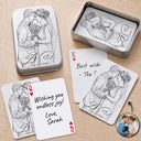 Art Design,Romantic,Gift For Couples,Wedding,Photo - Pencil Sketch - Bold,Monogram - Custom Photo Pencil Sketch Bride Groom Monogram Guest Book - Personalized Playing Cards