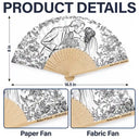 Art Design,Romantic,Gift For Couples,Wedding,Photo - Pencil Sketch - Bold,Custom Text - Custom Photo Pencil Sketch Bride Groom Wedding Toile - Personalized Hand Folding Fans