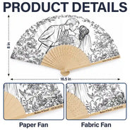 Art Design,Romantic,Gift For Couples,Wedding,Photo - Pencil Sketch - Bold,Custom Text - Custom Photo Pencil Sketch Bride Groom Wedding Toile - Personalized Hand Folding Fans