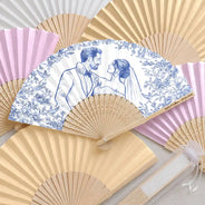 Art Design,Romantic,Gift For Couples,Wedding,Photo - Pencil Sketch - Bold,Custom Text - Custom Photo Pencil Sketch Bride Groom Wedding Toile - Personalized Hand Folding Fans
