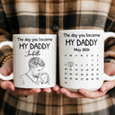 Custom Photo,New Dad,New Mom,New baby,Gift For Father,Non-Eng,Photo - Pencil Sketch,Calendar,Adorable - Custom Photo Pencil Sketch Calendar The Day You Became My Mom Dad - Personalized Mug
