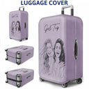 Custom Photo, Beach, Art Design, Summer, Pet Lovers, Playful, Photo - Pencil Sketch - Remove BG - Custom Photo Pencil Sketch Couple Besties Family Pet Funny Portrait - Personalized Luggage Cover