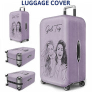 Custom Photo, Beach, Art Design, Summer, Pet Lovers, Playful, Photo - Pencil Sketch - Remove BG - Custom Photo Pencil Sketch Couple Besties Family Pet Funny Portrait - Personalized Luggage Cover